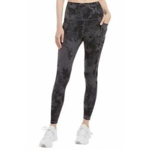 Danskin High Rise Contour Brushed Leggings in Cascade Print Black/Grey Small $50